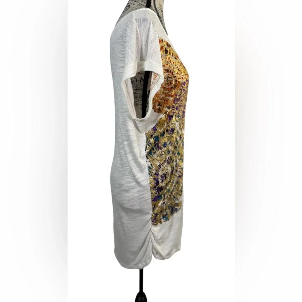 Cupio Cream Abstract Medallion V-Neck Slub Knit Top Size Large - Picture 3 of 11